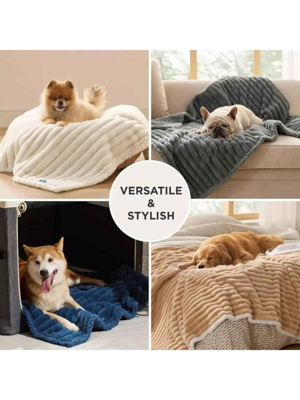 Cozy Waterproof Dog Blanket for Large Pets - Soft Reversible Fleece Couch